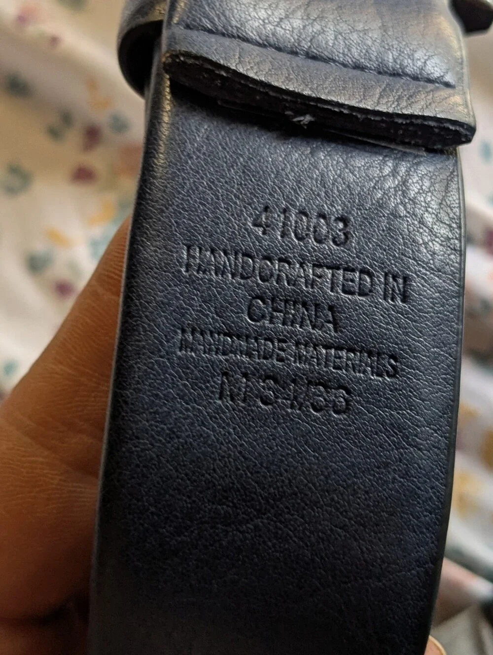 Source Unknown Navy Leather Belt with Black Buckle